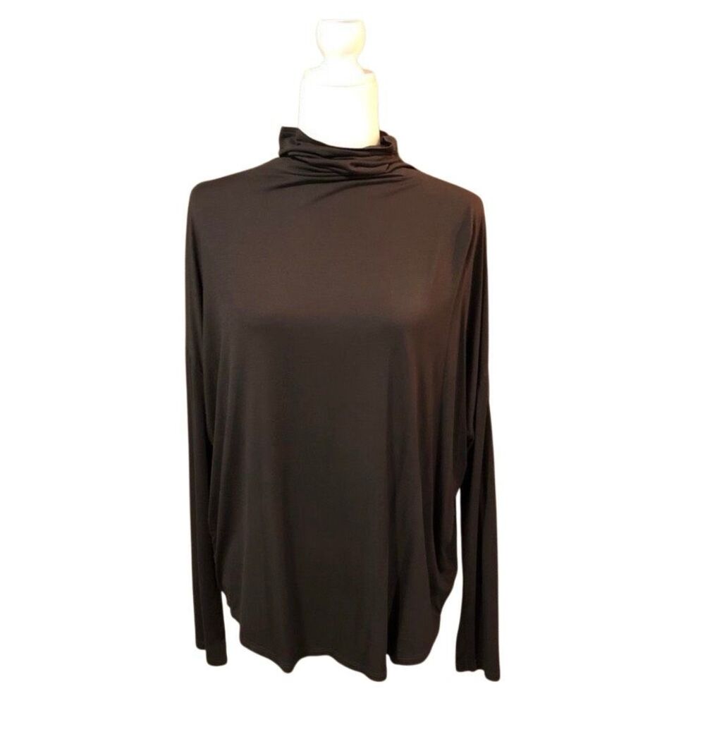 joan vass brown Dolan sleeve modal mock neck top - L
